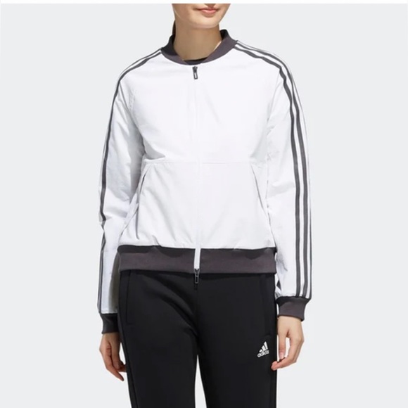 Adidas Stand Collar Sports Jacket White FK3509 medium - Picture 6 of 7